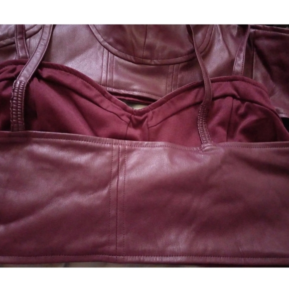 Strappy Faux Leather Tiny Top Size L $12 - Picture 4 of 11